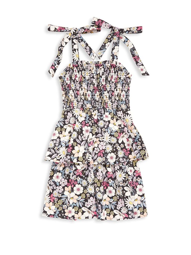 Image of Little Girl's & Girl's Retro Floral Printed Flared Dress