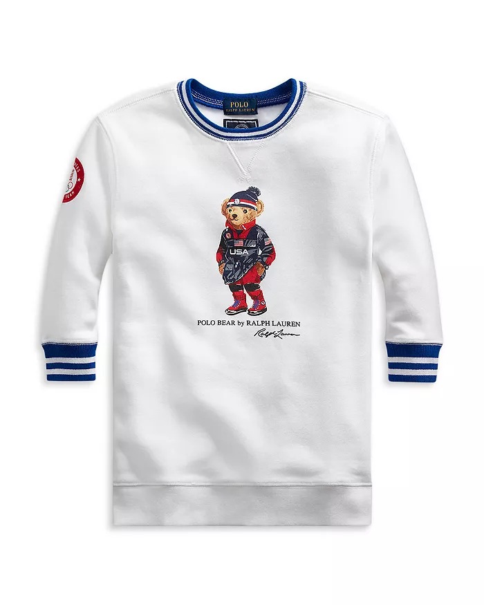 Image of Girls' Team USA Polo Bear Sweatshirt Dress - Little Kid