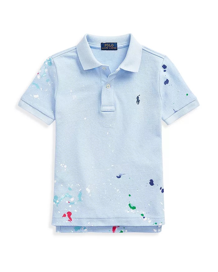 Image of Boys' Paint Splatter Cotton Mesh Polo Shirt - Little Kid, Big Kid