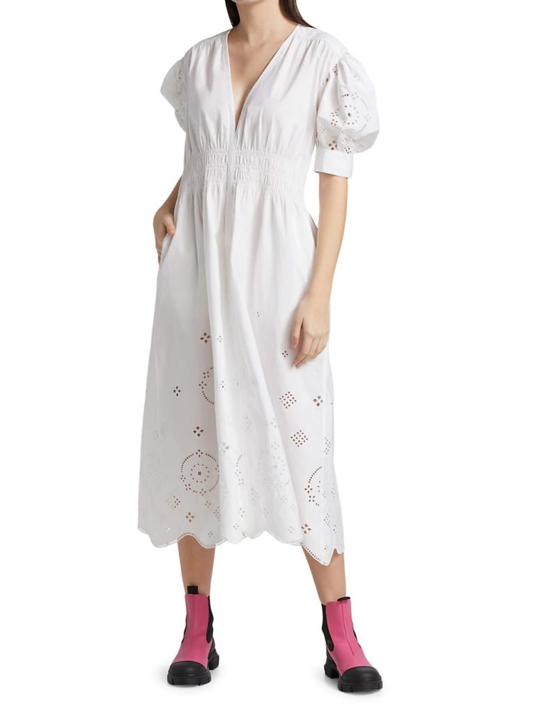 Image of Broderie Anglaise Cotton Poplin Dress