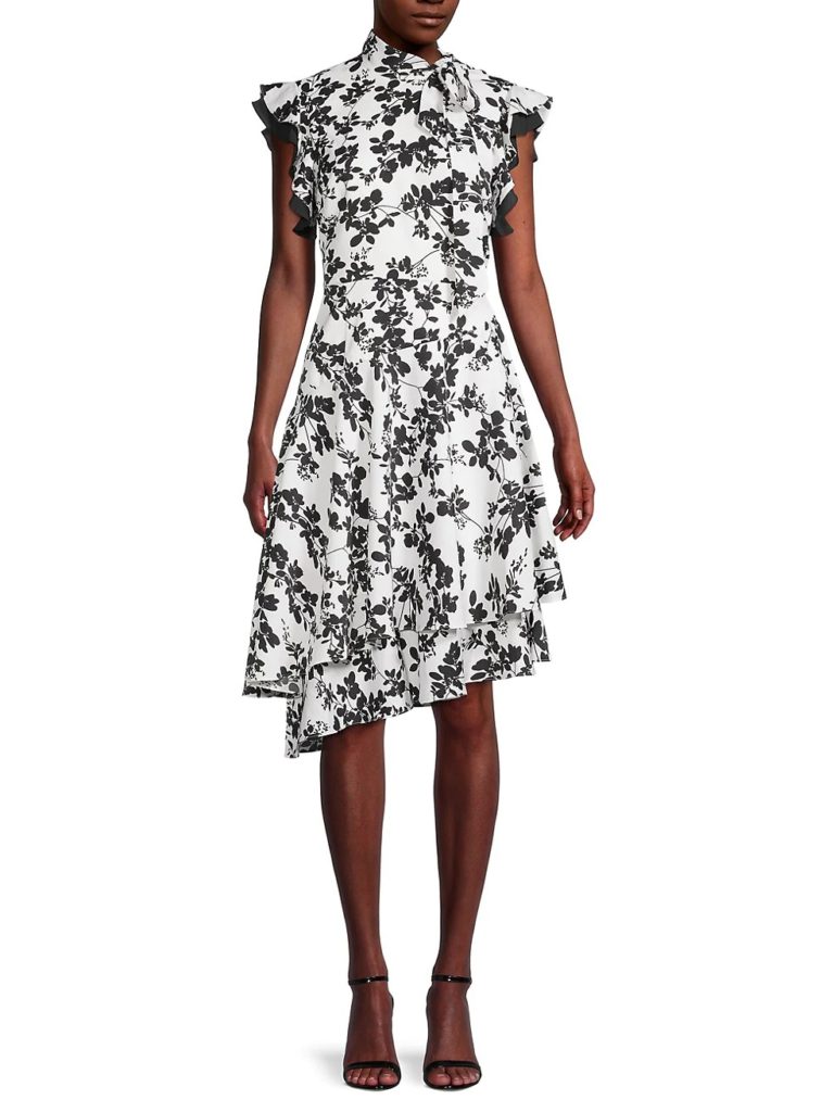 Image of ​Asymmetric-Hem Floral Dress (39 Inches)
