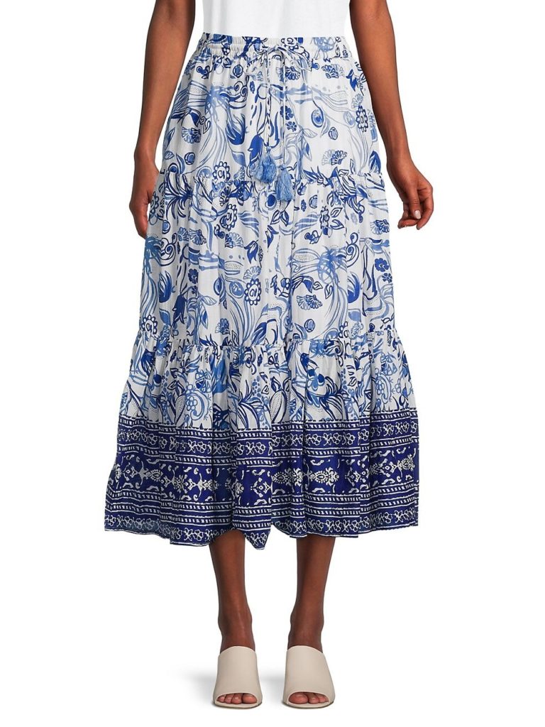 Image of Floral Tiered Midi Skirt