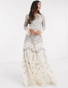 Needle & Thread embellished maxi dress in champagnep