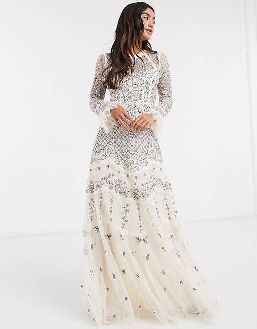 Image of Needle & Thread embellished maxi dress in champagne