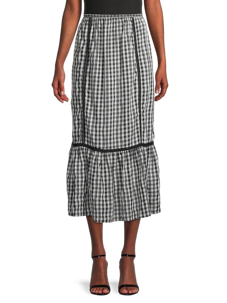 Image of Gingham Midi Skirt