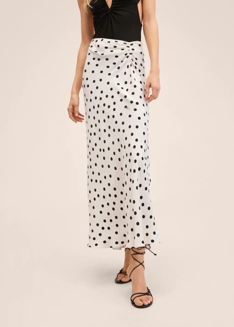 Image of Satin polka-dot skirt