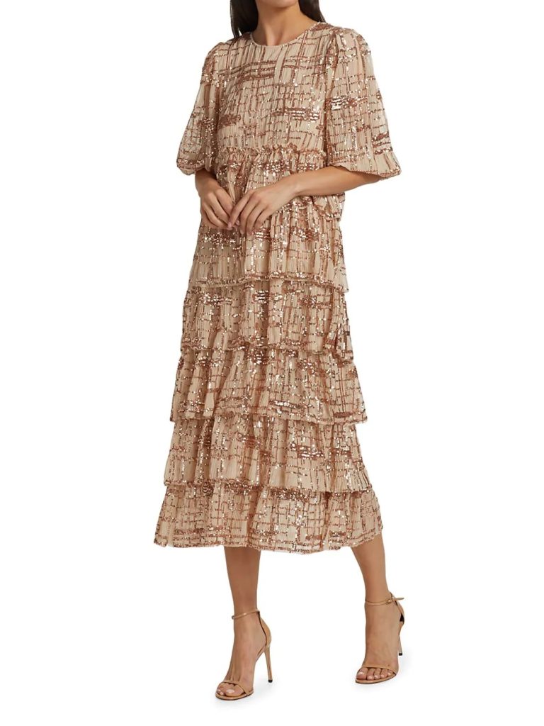 Image of Tiered Sequin Midi-Dress