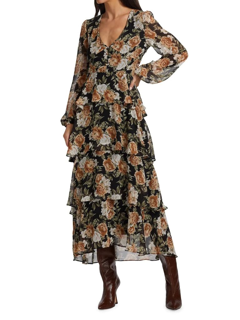 Image of Tiered Floral Midi Dress