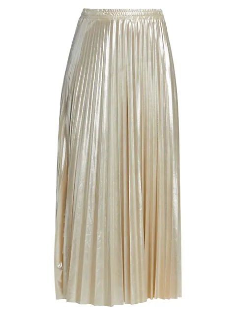 Image of Metallic Pleated Midi Skirt