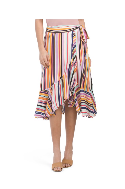 Image of Striped Wrap Skirt