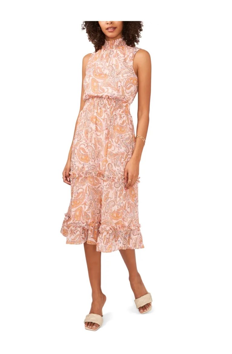 Image of Sleeveless Smocked Midi Dress