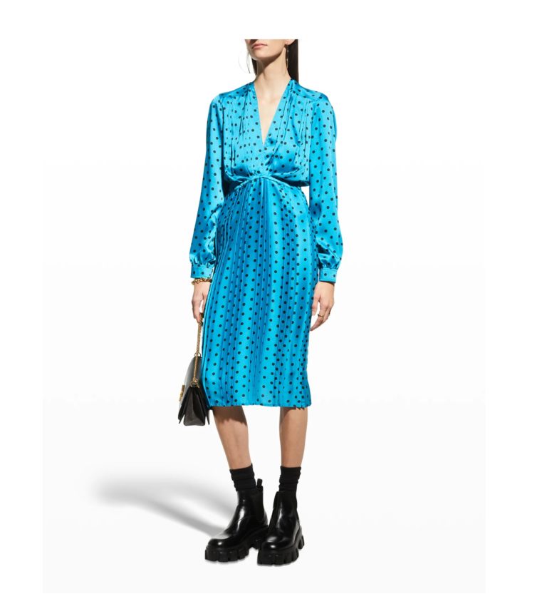 Image of Polka Dot Pleated Midi Dress size 2