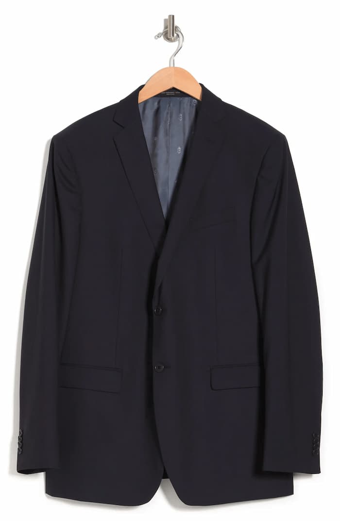 Image of Solid Notch Collar Two Button Jacket