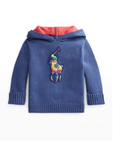 BOY'S PULLOVER HOODIE SWEATER WITH TIE-DYE BIG PONYp