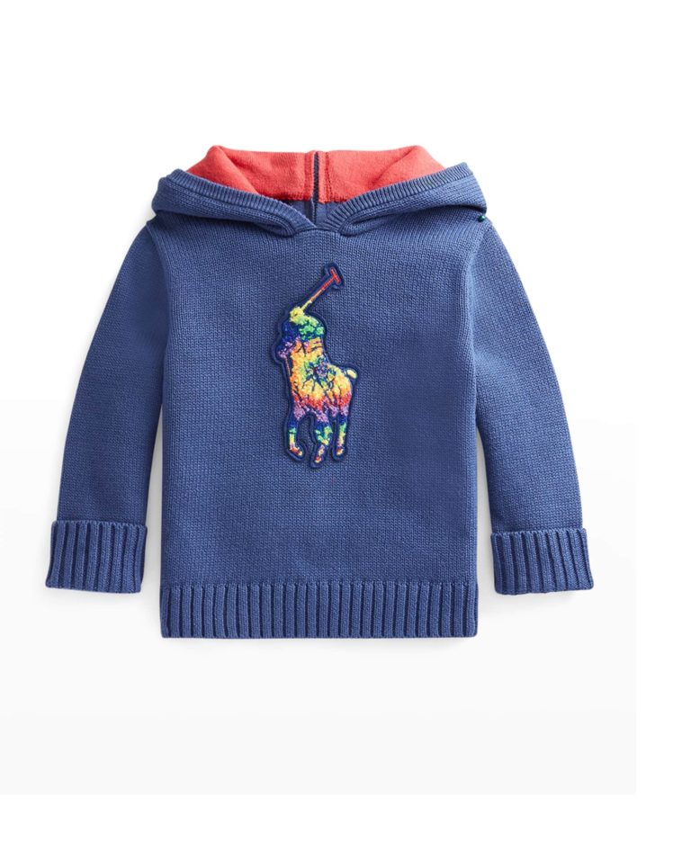 Image of BOY'S PULLOVER HOODIE SWEATER WITH TIE-DYE BIG PONY