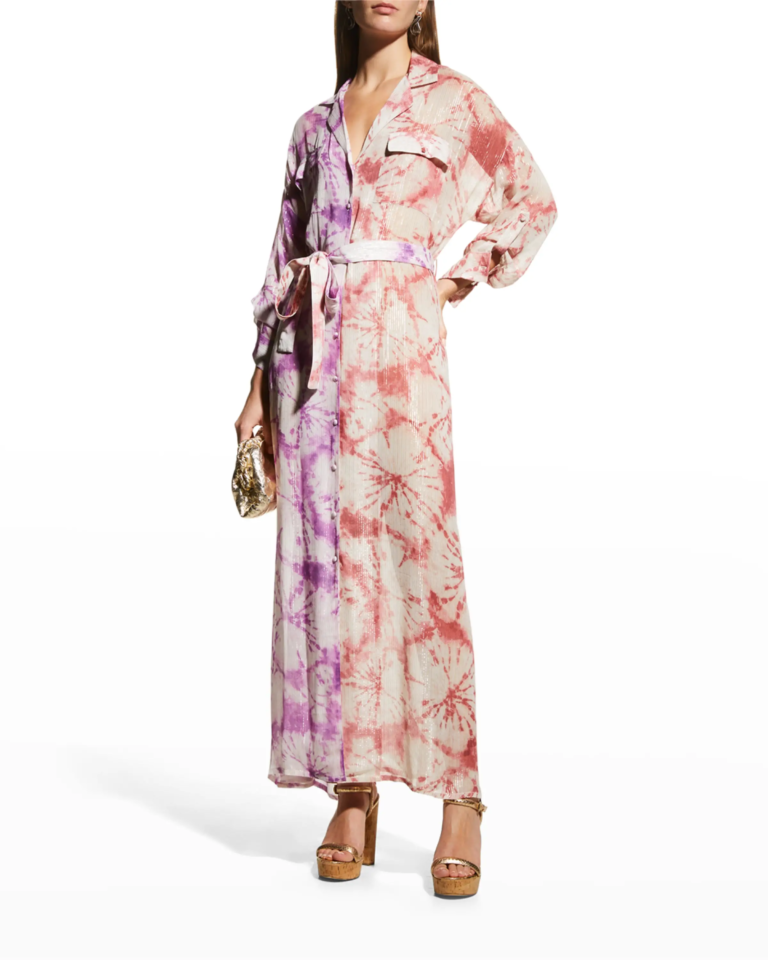 Image of Belted Multicolor Long Shirtdress