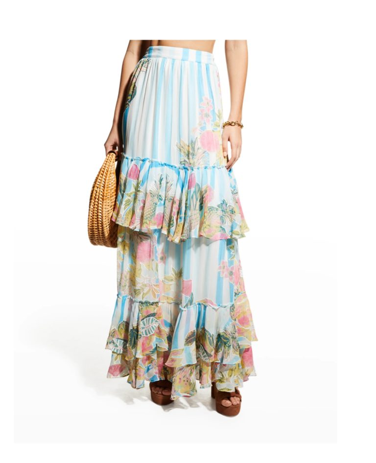 Image of Floral Tiered Ruffle Maxi Skirt