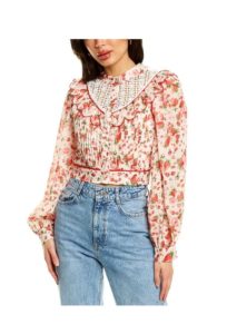 Beulah Pleated Lace Top