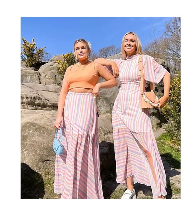 Image of maxi skirt in bright stripe