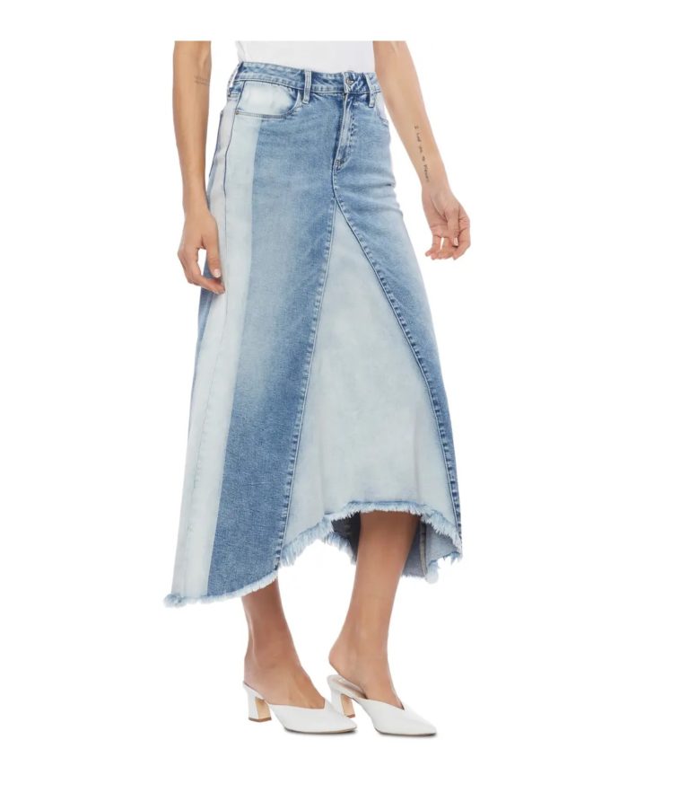 Image of Pieced Denim Midi Skirt size 12