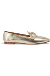 Infinite appliquéd metallic leather loafers