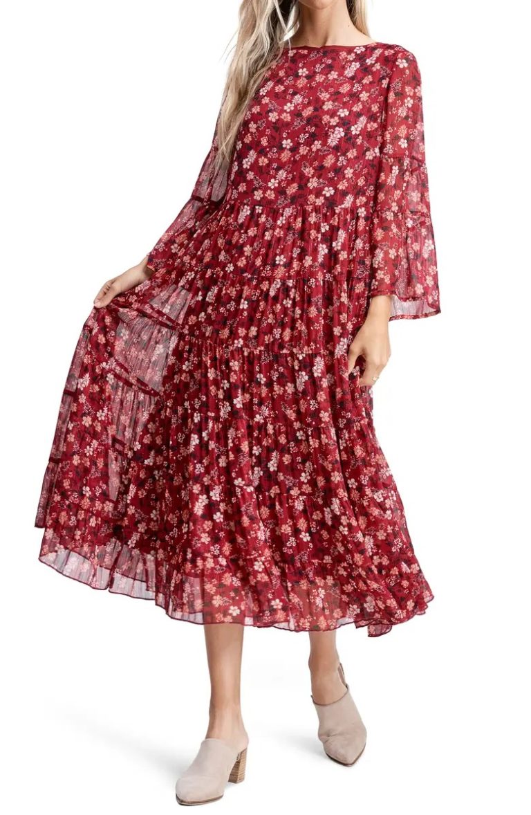 Image of Floral Tiered Midi Dress