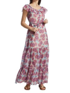 Cassie Belted Abstract Midi-Dressp