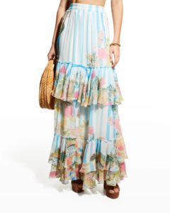 Floral Tiered Ruffle Maxi Skirtp