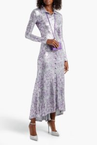 Metallic floral-print jersey midi dress