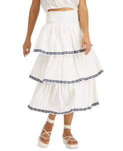 Cotton Smocked Tiered Skirt