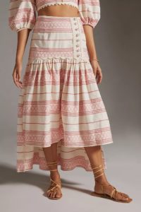 A-line Striped High Low Skirt