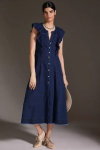 Pilcro Sustainable Ruffle Sleeve Maxi Dress