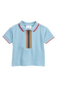 Kids' Mini Samuel Icon Stripe Cotton Piqué Zip Polop