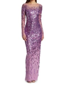 Image of sale on Floral Sequin Tulle Gown