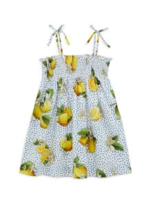 Little Girl's & Girl's Polka Dot & Lemon Print Dressp