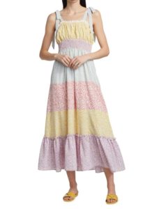 Mixed-Print Tiered Maxi Dress