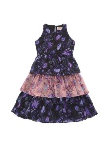 Little Girl's & Girl's Floral Print Chiffon Tiered Dressp