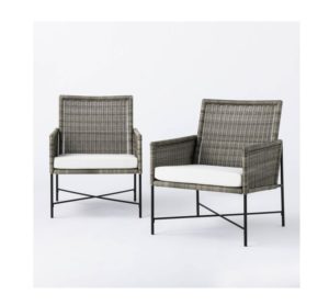 2pk Wicker & Metal X Frame Patio Accent Chairsp