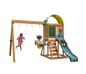 Ainsley Wooden Outdoor Swing Set with Slidep