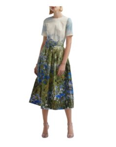 Floral Field Belted Stretch Cotton Dress
