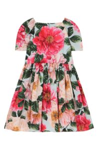 Kids' Camellia Print Cotton Poplin Dressp