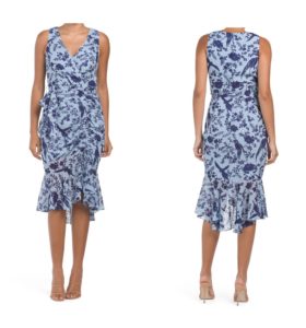 Floral Ruffle Wrap Style Dress