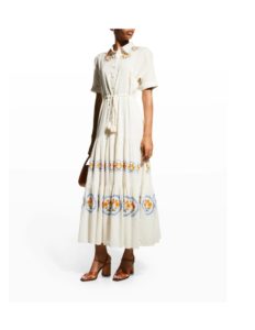 Natalie Long-Sleeve Tiered Maxi Dress