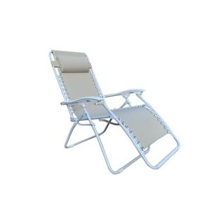 Basic Outdoor Folding Zero Gravity Chair in Tan/Whitep