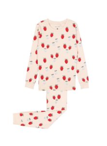 Kids' Strawberry Print Fitted Two-Piece Pajamas size 4-6