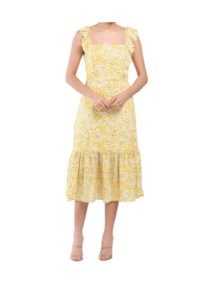 Ruffle Strap Floral Midi Dress