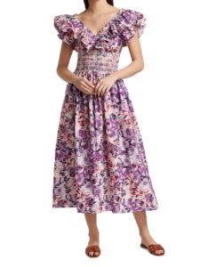 Natalie Smocked Floral Midi-Dress