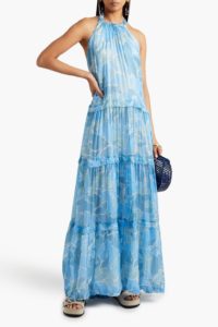 Tiered printed silk-chiffon maxi dress
