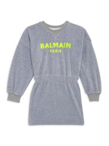 Little Girl's & Girl's Logo Embellished Velour Dress