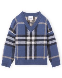 Boy's Denny Vintage Check Wool-Cashmere Sweater, Size 3-8p
